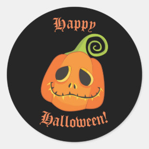 Frohes Halloween Schwarzer Launischer Kürbis läche Runder Aufkleber