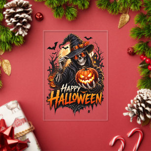 Frohes Halloween-Skelett-Kürbis-Geschenk für Männe Acryleinladungen