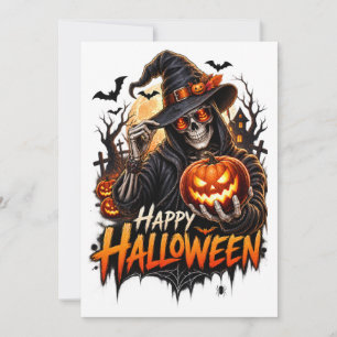 Frohes Halloween-Skelett-Kürbis-Geschenk für Männe Einladung