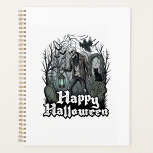 Frohes Halloween Skelett Laterne Schwarze Katze Fr Planer