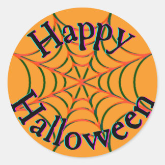 Frohes Halloween Spinnennetz Runder Aufkleber