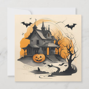 frohes Halloween Spukhaus Feiertagskarte