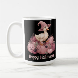 Frohes Halloween Süße Hexenente & rosa Kürbisse Kaffeetasse