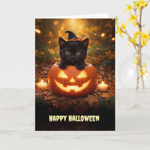 Frohes Halloween Süße kleine schwarze Katze Karte
