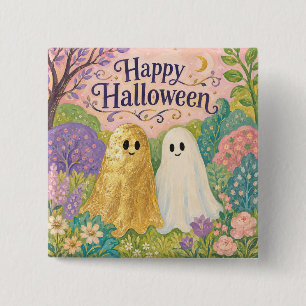 Frohes Halloween Süßer Geist Blumen Garten Button