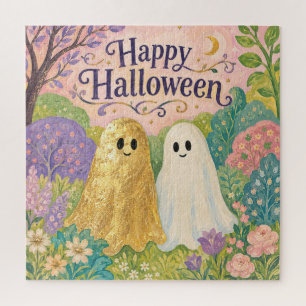 Frohes Halloween Süßer Geist Blumen Garten Puzzle