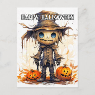 Frohes Halloween   Süßer Vogelscheuchen-Ragdoll Postkarte