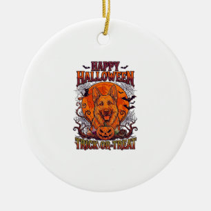 Frohes Halloween Süßes oder Saures Deutscher Schäf Keramik Ornament