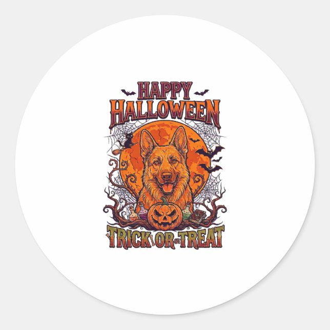 Frohes Halloween Süßes oder Saures Deutscher Schäf Runder Aufkleber (Vorderseite)