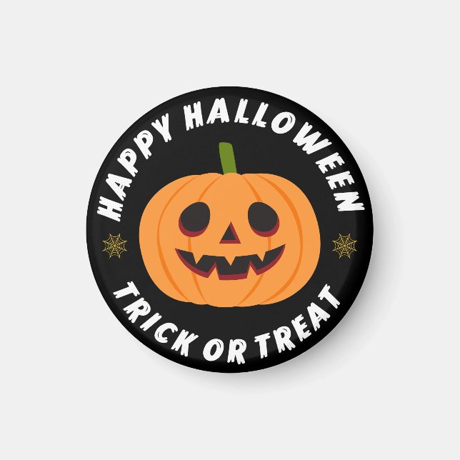 Frohes Halloween Süßes oder Saures Kürbis Schwarz Magnet (Vorne)