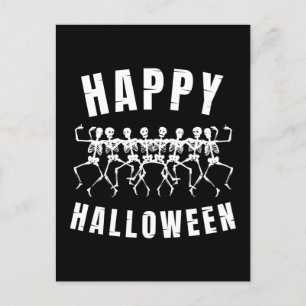 FROHES HALLOWEEN TANZENDE SKELETTE POSTKARTE
