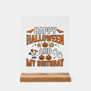 Frohes Halloween und mein Geburtstag Vintage Desig Acrylschild