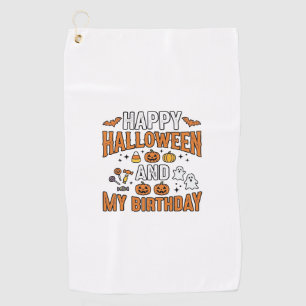 Frohes Halloween und mein Geburtstag Vintage-Desig Golfhandtuch