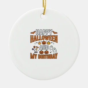 Frohes Halloween und mein Geburtstag Vintage-Desig Keramik Ornament