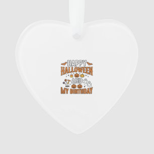 Frohes Halloween und mein Geburtstag Vintage Desig Ornament