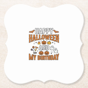 Frohes Halloween und mein Geburtstag Vintage Desig Untersetzer