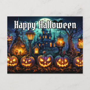 Frohes Halloween Unheimliche Böse Kürbisse Postkarte