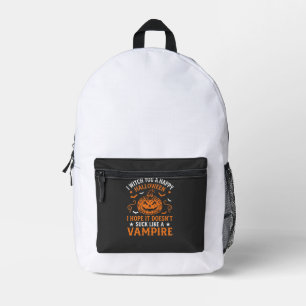 Frohes Halloween Vampir-Kürbis-Hexenhut Fledermäus Bedruckter Rucksack