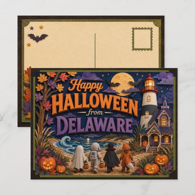 Frohes Halloween von Delaware-Kindern Postkarte (Vorne/Hinten)
