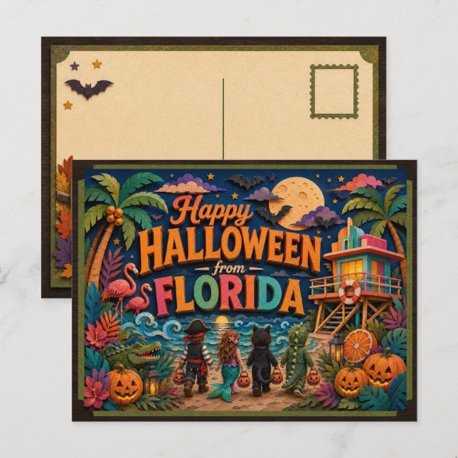 Frohes Halloween von Florida-Kindern Postkarte (Vorne/Hinten)
