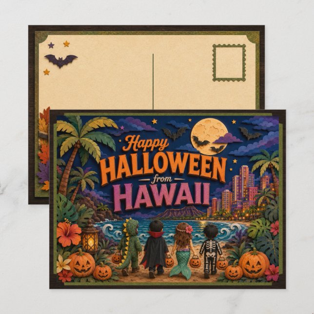 Frohes Halloween von Hawaii-Kindern Postkarte (Vorne/Hinten)