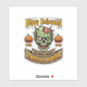 Frohes Halloween Zombies Haben Zombie-Kopf-Gehirnp Aufkleber