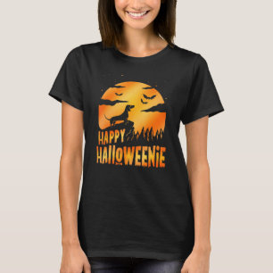 Frohes Halloweenie Dachshund Wiener Hund Mond Hal T-Shirt