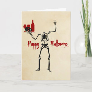 Frohes Hallowine-Kopf-los-Skelett Karte