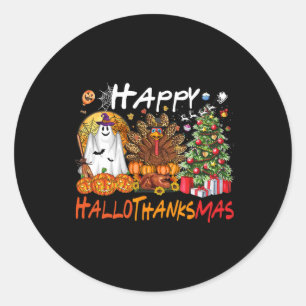 Frohes Hallowthanksmas Herbst Weihnachten Hallowee Runder Aufkleber