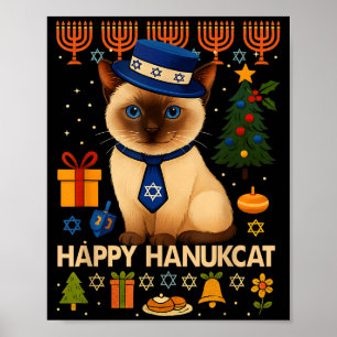Frohes Hanukcat-Hässliches-Schwester-Katze-Chanuka Poster