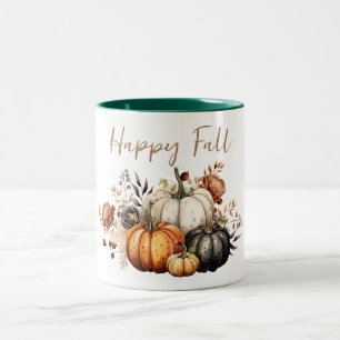 Frohes Herbst Blume und Pumpkins Wasserfarbe Herbs Zweifarbige Tasse