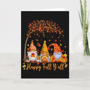 Frohes Herbst Euch Alle Gnom Kürbis Herbstlaub Dan Karte