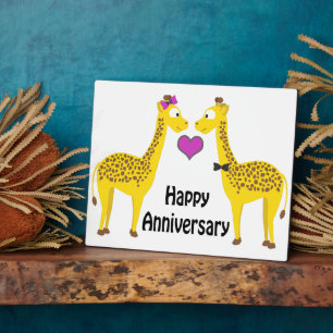 Frohes Hochzeitstags-Jubiläum Giraffen  Fotoplatte