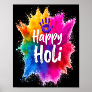 Frohes Holi für Frauen Männer Kinder Farbe Indien Poster