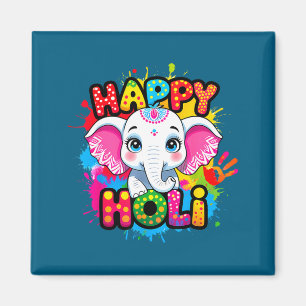 Frohes Holi Kinder Jungen Kleinkind Mädchen Indien Magnet