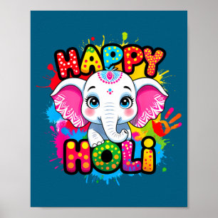 Frohes Holi Kinder Jungen Kleinkind Mädchen Indien Poster