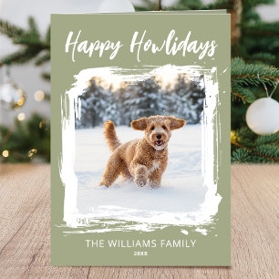 Frohes Howlidays-Hund 2 Foto Weihnachten Grün Mode Karte