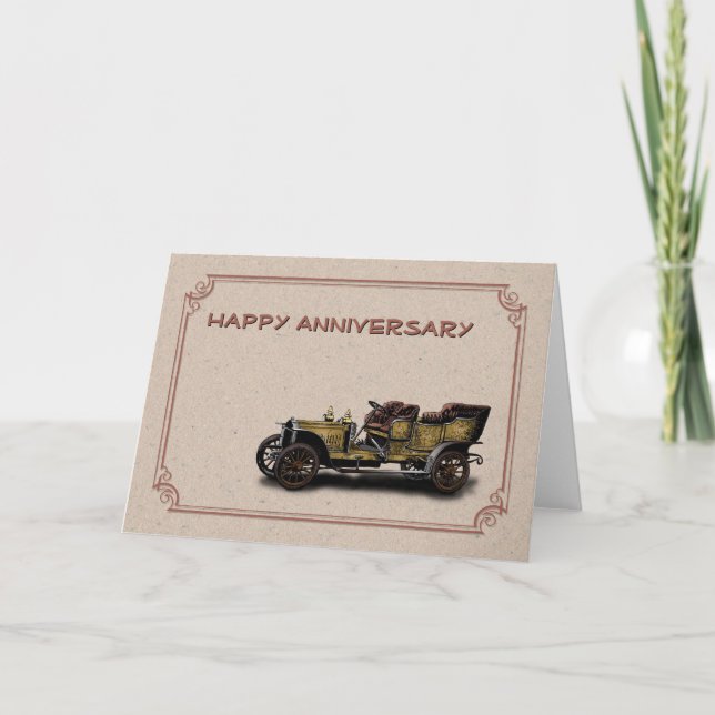 Frohes Jubiläum Oldtimer Karte (Vorderseite)