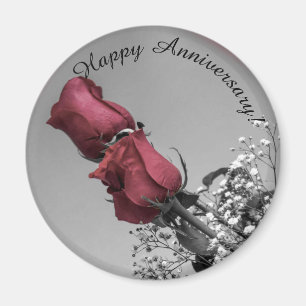 Frohes Jubiläum   Zwei rote Rosen Fotografie Magnet