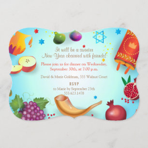 Frohes jüdisches Neujahr Rosh Hashanah Einladung