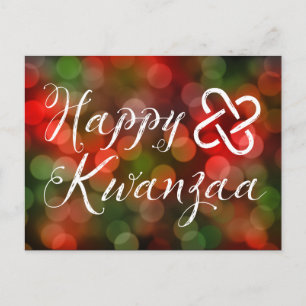 Frohes Kwanzaa Bokeh Umoja Lichter Postkarte