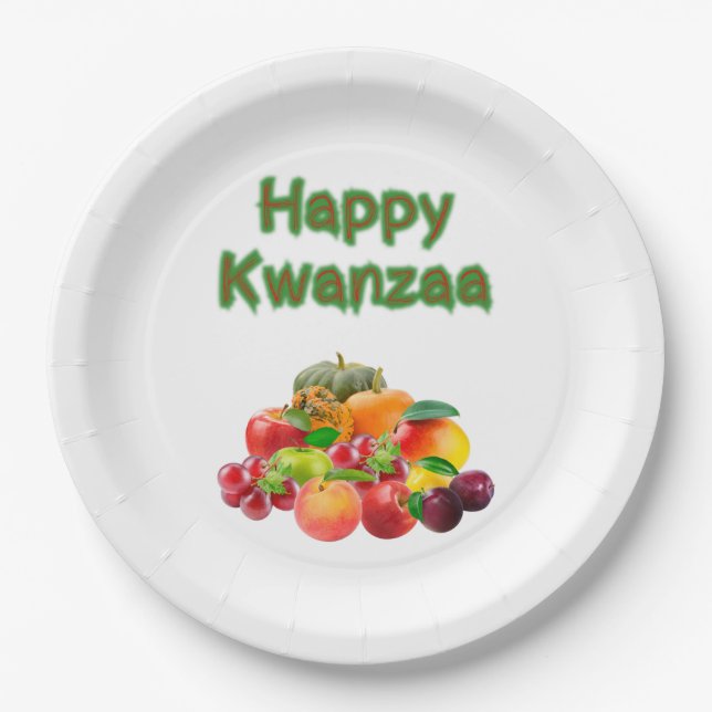 Frohes Kwanzaa Erste Früchte Pappteller (Vorderseite)