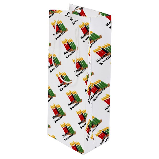 Frohes Kwanzaa Geschenktüte Für Weinflaschen (Vorderseite Schrägansicht)
