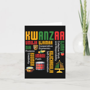 Frohes Kwanzaa Kinara Sieben Kerzen Trommel Afrika Karte