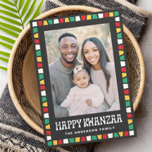 Frohes Kwanzaa rotes grünes gelbes Mosaik-Rahmen-F