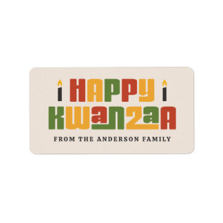 Frohes Kwanzaa schwarze Kerze mit individuellem Na Adressaufkleber
