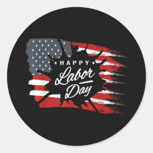 Frohes Labor Day-Geschenk Amerikanische Flagge Runder Aufkleber