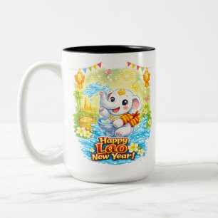 Frohes laotisches Neujahrsfest – Süßer weißer Elef Zweifarbige Tasse