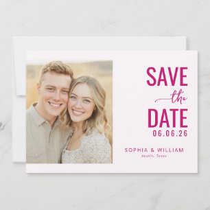 Frohes Magenta Modern Foto Save The Date