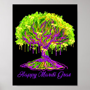Frohes Mardi Gras 2026 Coquette Baum Perlen Festiv Poster